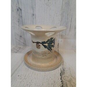 Stegall Studio Art Pottery Toothbrush Holder Acorn Leaf Oak Branch Decor Signed